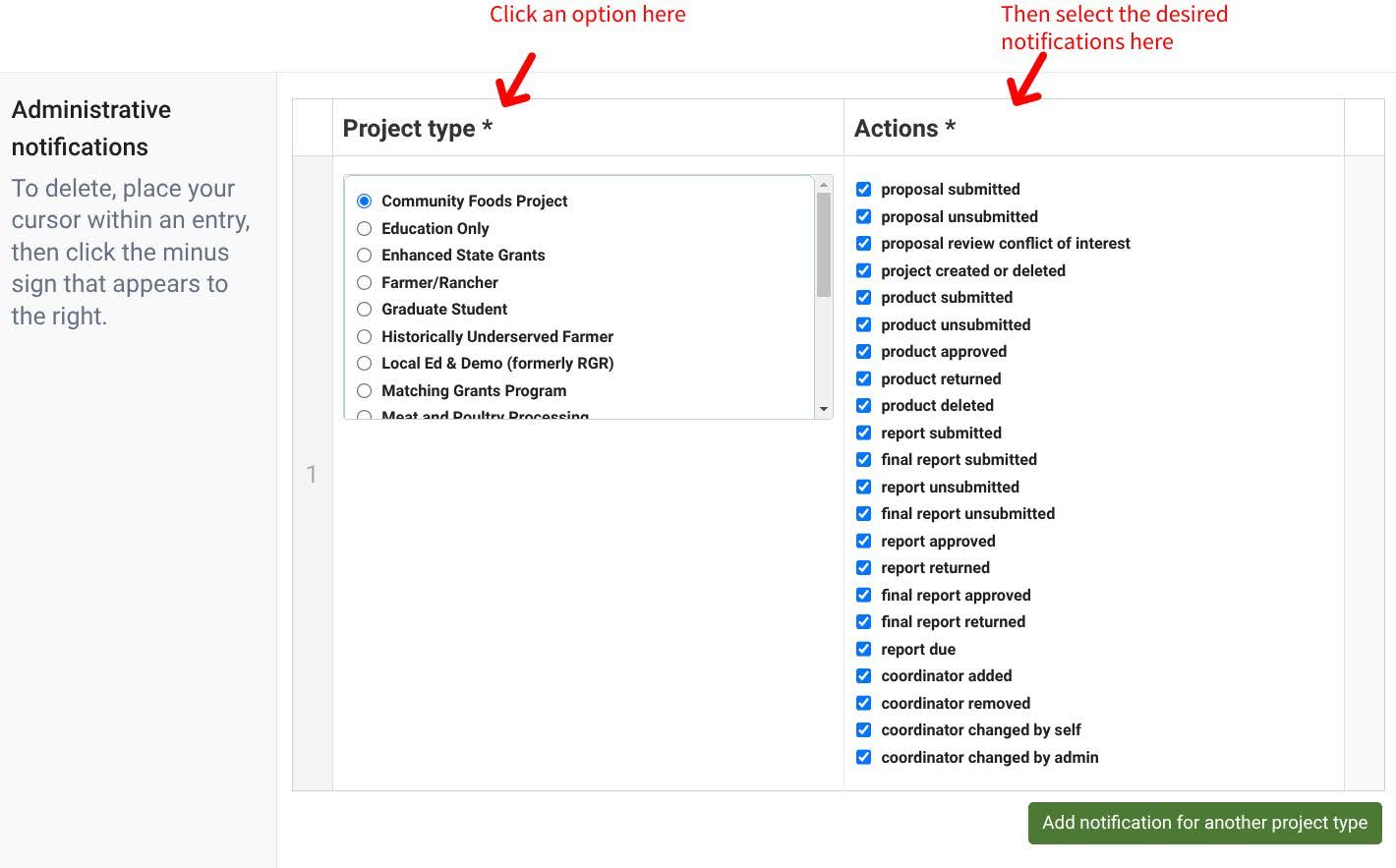Red arrows point at notifications options